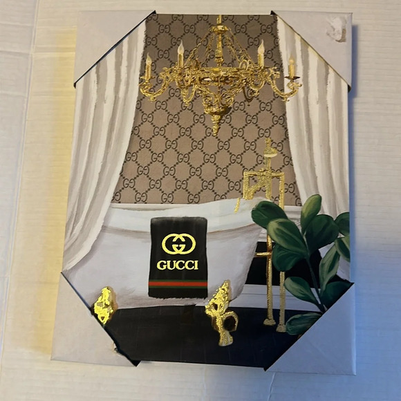 Gucci wall decoration! Gucci Art!Gucci Canvas. Wall decor. Gucci Bathroom Art - Picture 2 of 3